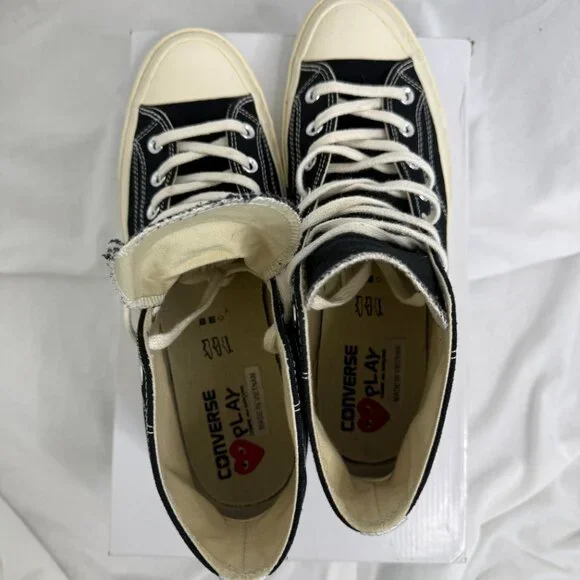 Converse x Comme des Garçons PLAY Chuck Taylor All Star High Top Black SZ 11 - Picture 8 of 12